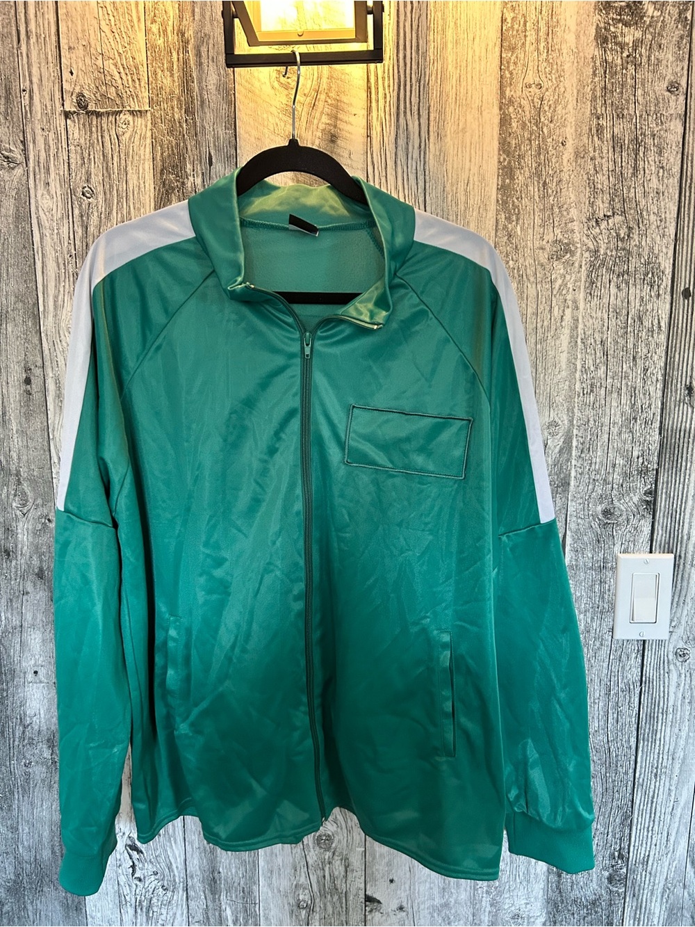 Netflix Green Zip-Up Track Jacket with White Shoulder Stripe